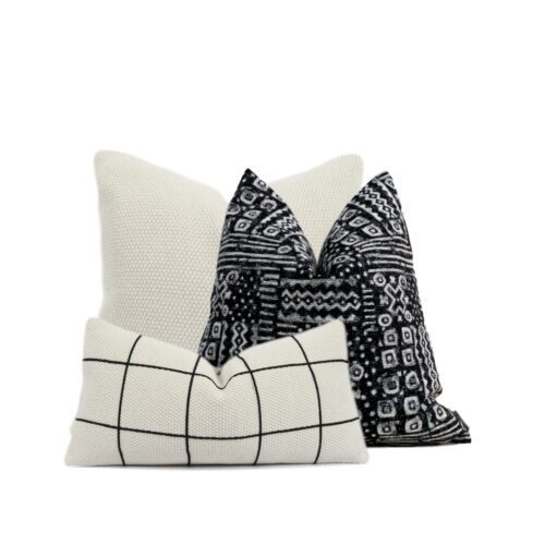 White handwoven pillow combo