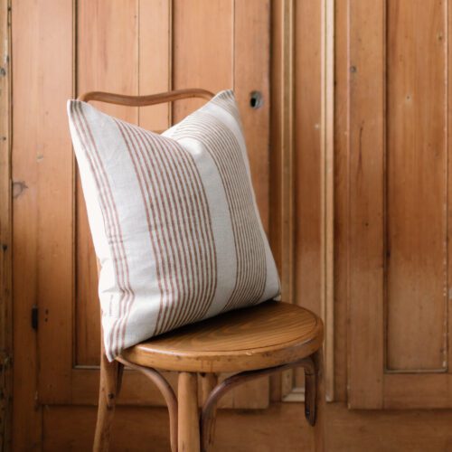 Mustard Stripe Block Print Linen Pillow