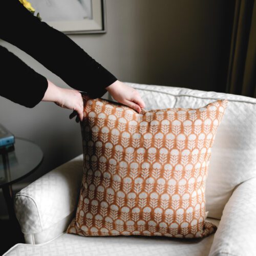 Mustard Yellow Block Print Pillow Cover