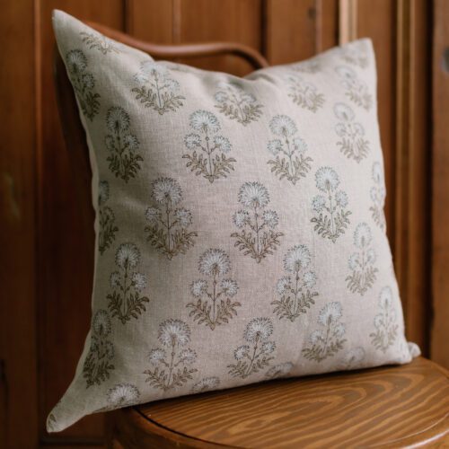 Neutral Floral Block Print Pillow Cover