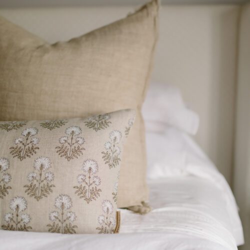 Neutral Floral Block Print Pillow Cover