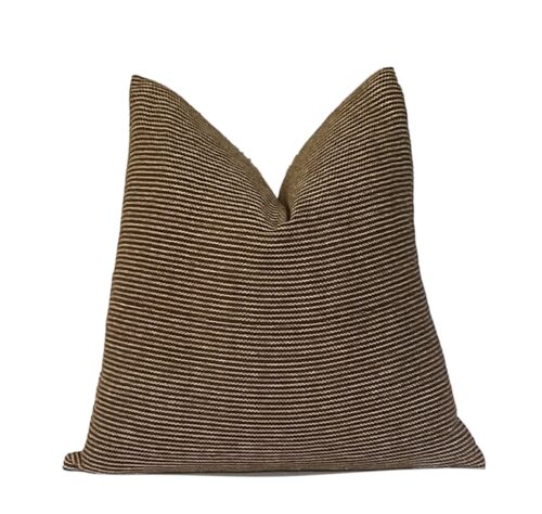 Bette || Brown and Cream Woven Striped Cotton Pillow Cover