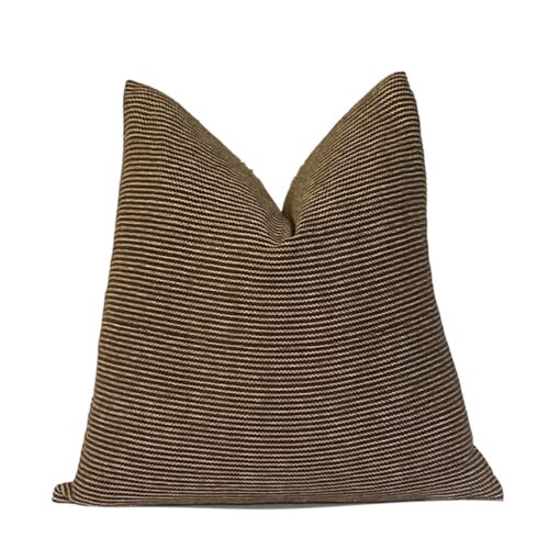 Bette || Brown and Cream Woven Striped Cotton Pillow Cover