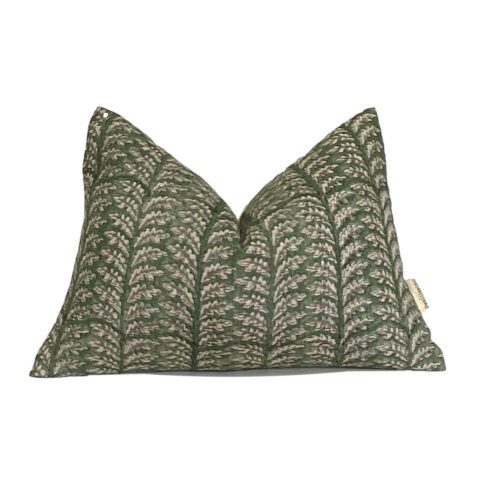 RUTHI || Green Floral Block Print Pillow Cover