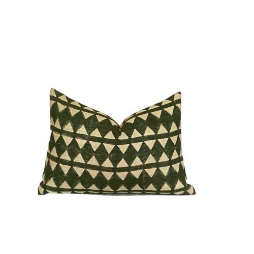 Black Green Geometric Block Print Pillow Cover