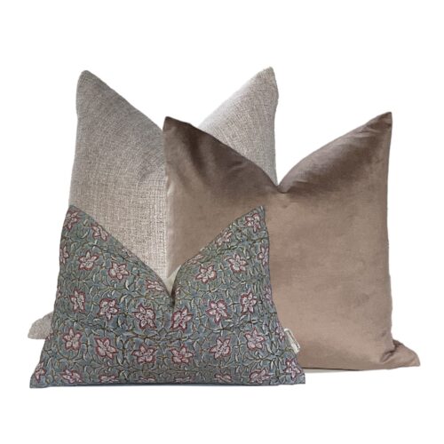 Taupe velvet Pillow Set