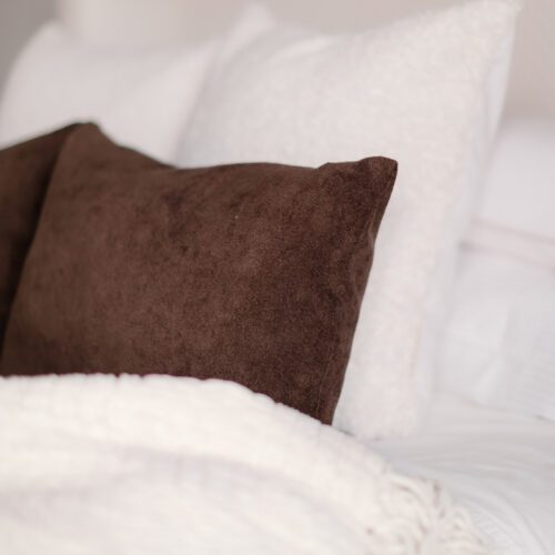 Coffee Faux Ultra Suede Pillow Cover