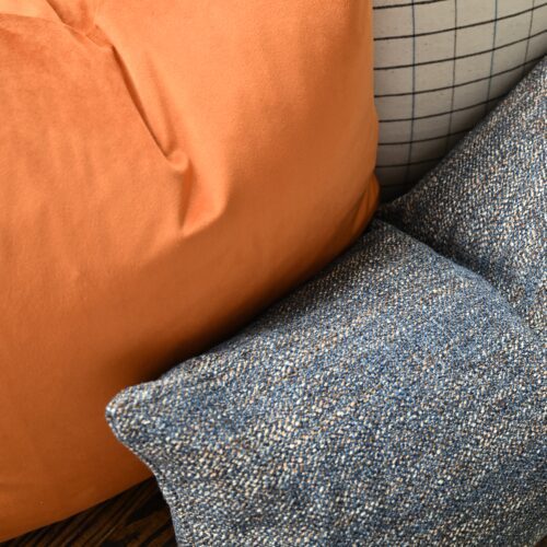 Blue Grey Tweed Textured Pillow Cover