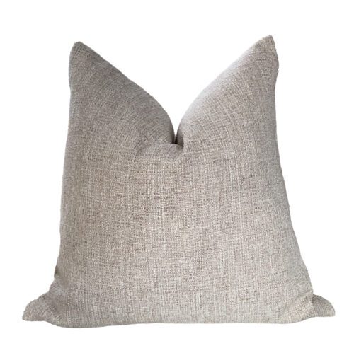 Torino Solid Grey/Beige Nubbly Textured Pillow Cover