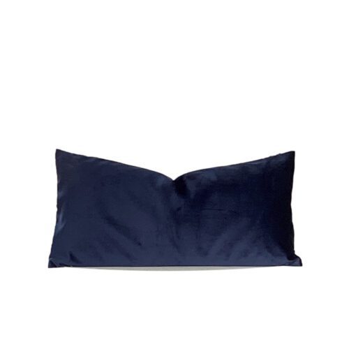 dark blue velvet lumbar pillow