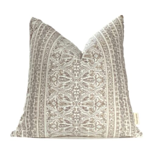 Milla | Tan and Blue Grey Stripe Pillow Cover