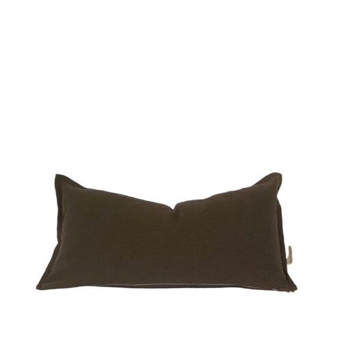 Avila Dark Green Flanged Linen Pillow Cover