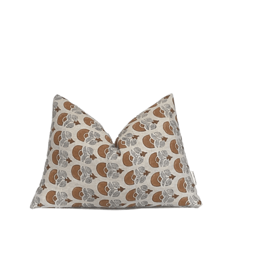 pumpkin floral block print pillow