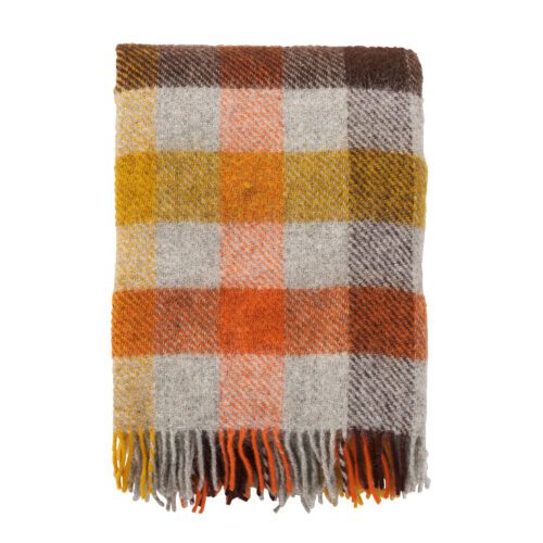 Klippan gotland yellow plaid wool throw