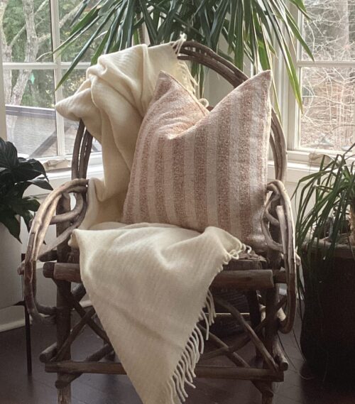 Woven rust Stripe Pillow Cover