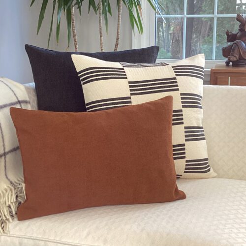 Cream and Black Stripe Pillow