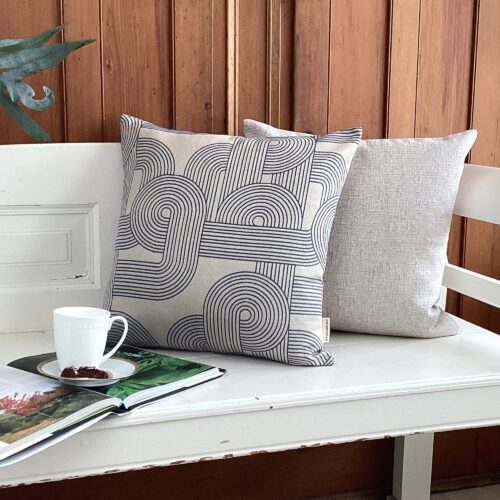 Blue Geometric Swirls Pillow Cover