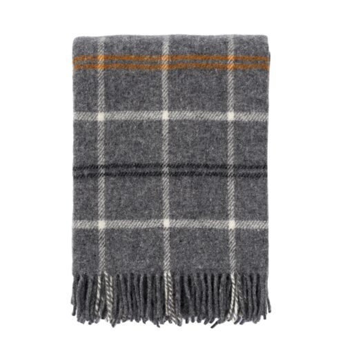 Klippan grey tartan lambswool throw