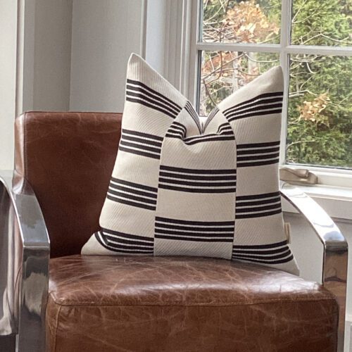 Cream and Black Stripe Pillow