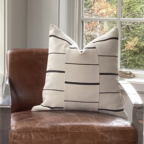 Cream and Black Stripe Throw Pillow