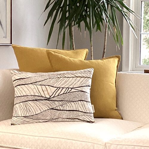 Amber Flanged Linen Pillow Cover