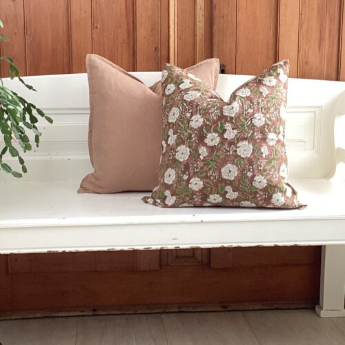 Avila Buff Flanged Linen Pillow Cover