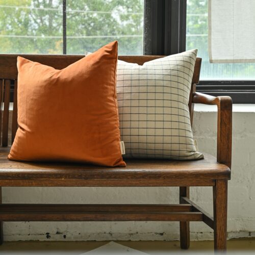 Cream and Brown Check Pillow Cover